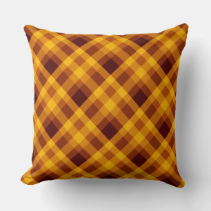 Cute Pumpkin Orange Plaid Big Throw Pillow