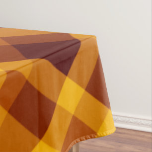 Cute Pumpkin Orange Plaid Large Tablecloth