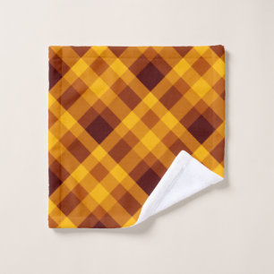 Cute Pumpkin Orange Plaid Washcloth Wash Cloth