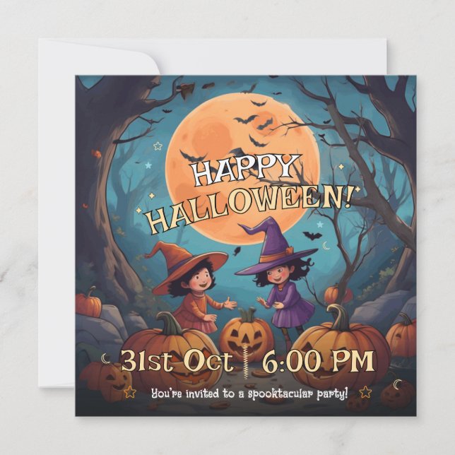 Cute Pumpkin Patch Kids Halloween Invite (Front)