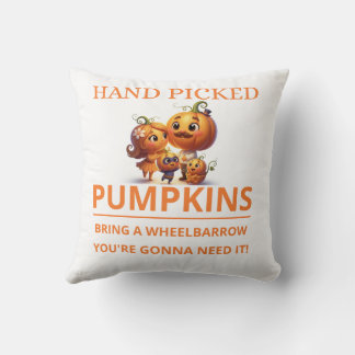 Cute Pumpkin Patch Kids Hand Picked Pumpkins Throw Cushion
