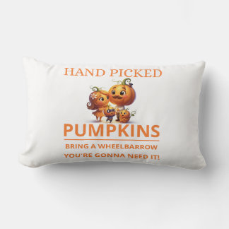 Cute Pumpkin Patch Kids Hand Picked Pumpkins Throw Lumbar Cushion