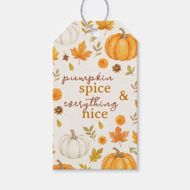 Cute Pumpkin Pattern | Thanksgiving  Gift Tags (Front)