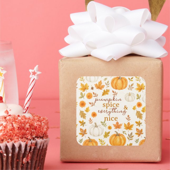 Cute Pumpkin Pattern | Thanksgiving  Square Sticker (Party)