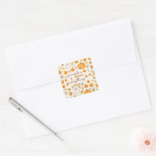 Cute Pumpkin Pattern   Thanksgiving  Square Sticker