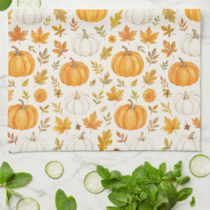 Cute Pumpkin Pattern   Thanksgiving  Tea Towel