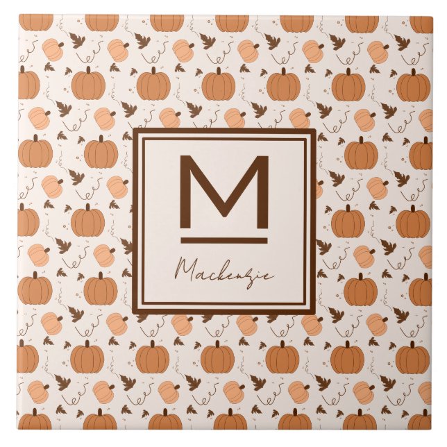 Cute Pumpkin Pattern Tile (Front)