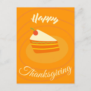Cute Pumpkin Pie Happy Thanksgiving Holiday Postcard