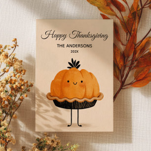  Cute Pumpkin Pie Happy Thanksgiving Minimalist  Holiday Card