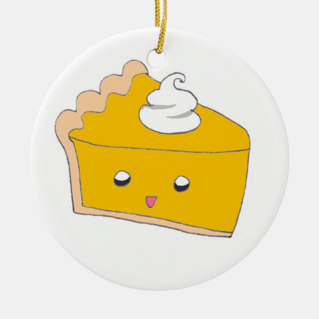 Cute Pumpkin Pie Slice Ceramic Tree Decoration (Front)