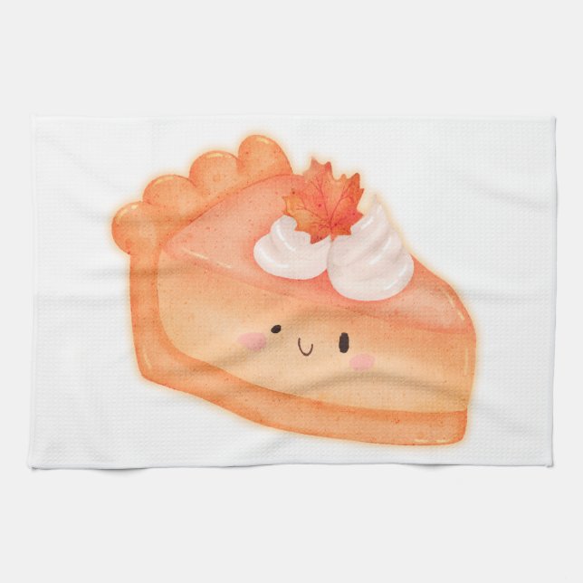 Cute Pumpkin Pie Slice Tea Towel (Horizontal)