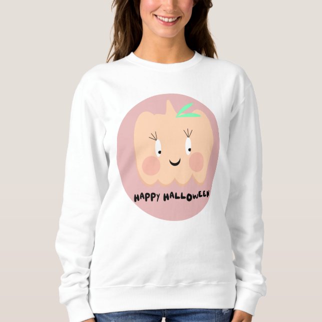 Cute Pumpkin Retro Letters Happy Halloween Sweatshirt (Front)