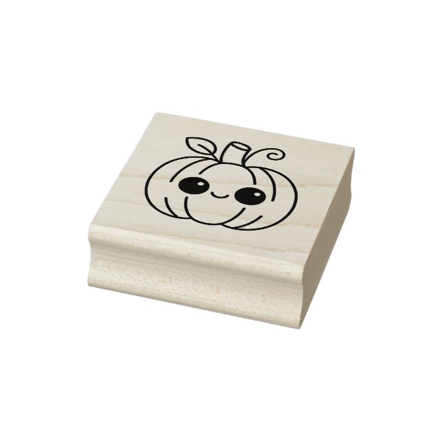 Cute Pumpkin rubber stamp & ink: 2" x 2" (Stamp)