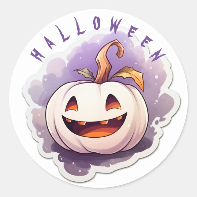 CUTE PUMPKIN SMILES CLASSIC ROUND STICKER (Front)