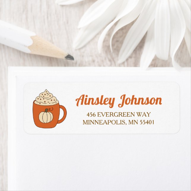 Cute Pumpkin Spice Latte Return Address (Insitu)