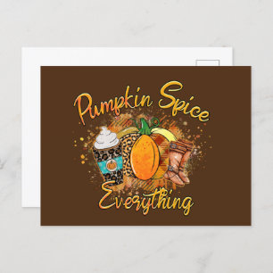 cute pumpkin spice word art Fall Seasonal Holiday Postcard