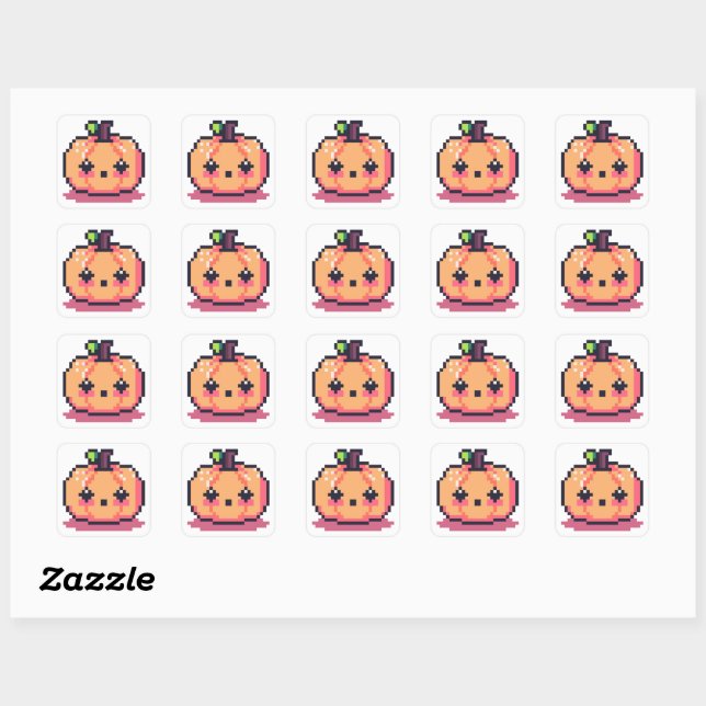 Cute Pumpkin Square Sticker (Sheet)
