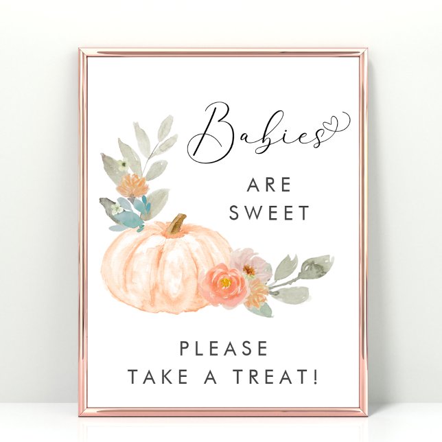 Cute Pumpkin Take a Treat Baby Shower Poster (Creator Uploaded)