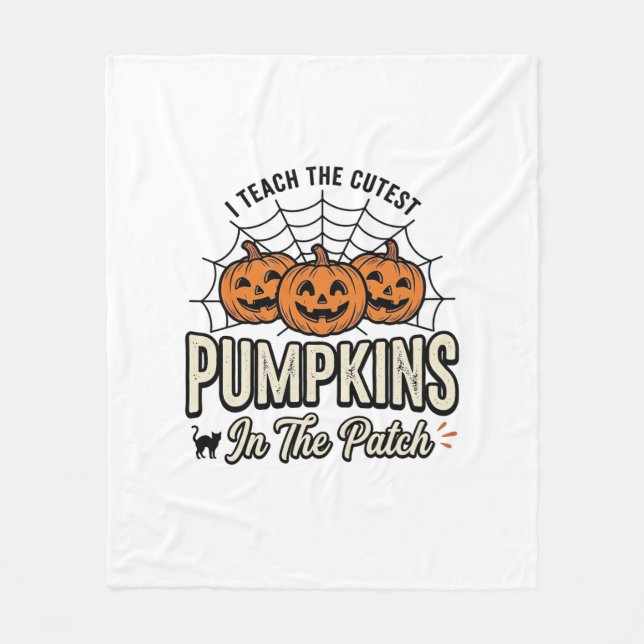 Cute Pumpkin Teacher Halloween Design_1 Fleece Blanket (Front)