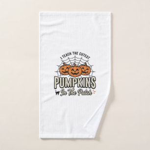 Cute Pumpkin Teacher Halloween Design_1 Hand Towel
