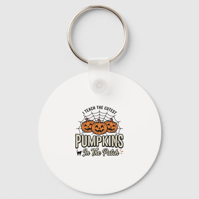 Cute Pumpkin Teacher Halloween Design_1 Key Ring (Front)