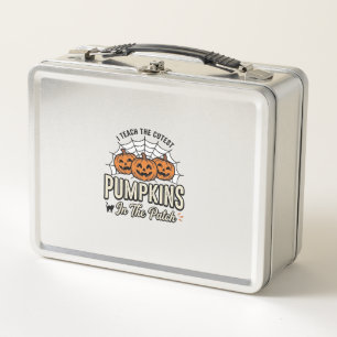 Cute Pumpkin Teacher Halloween Design_1 Metal Lunch Box