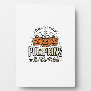 Cute Pumpkin Teacher Halloween Design_1 Plaque
