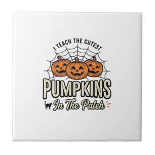 Cute Pumpkin Teacher Halloween Design_1 Tile