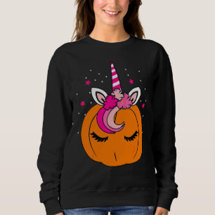 Cute Pumpkin Unicorn Face Costume Easy Halloween Sweatshirt
