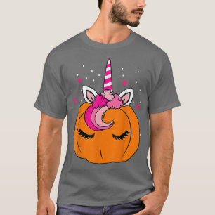 Cute Pumpkin Unicorn Face Costume Easy Halloween T-Shirt