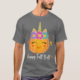 Cute Pumpkin Unicorn Halloween Thanksgiving  T-Shirt