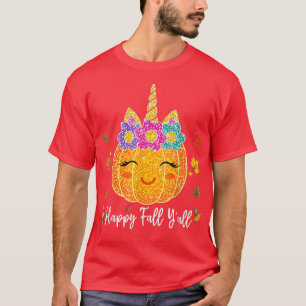 Cute Pumpkin Unicorn Halloween Thanksgiving  T-Shirt