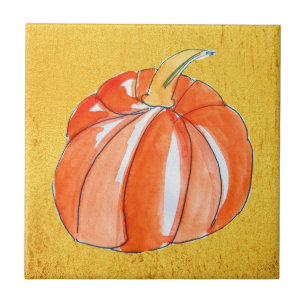 Cute Pumpkin vegetable Autumn fall Tile