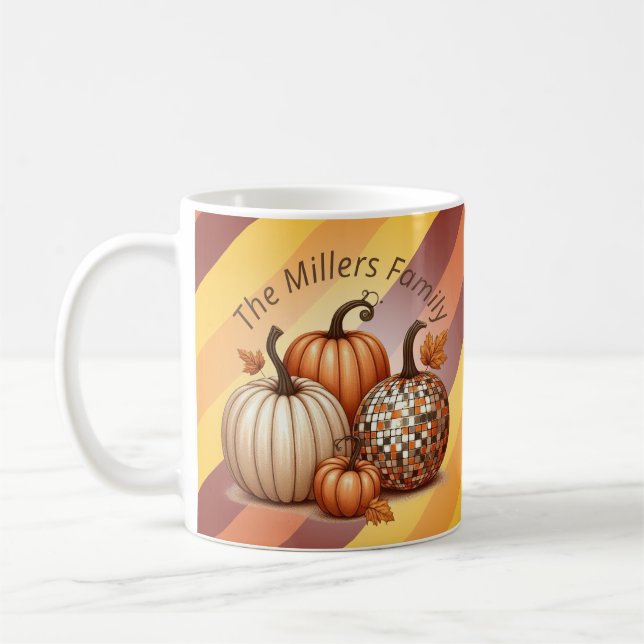 Cute Pumpkin Watercolor personalised pattern Coffee Mug (Left)