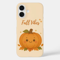 Cute Pumpkin with “Fall Vibes” on Soft Beige