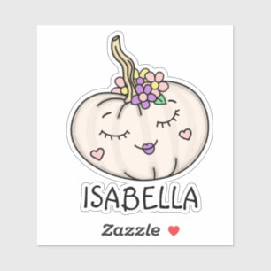 Cute Pumpkin with Name Personalised Sticker