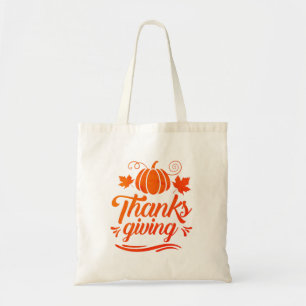 Cute Pumpkin with Text Thanksgiving Typography Tote Bag