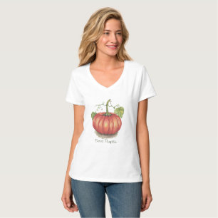 Cute Pumpkin With Vines In Watercolor T-Shirt