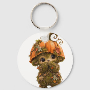 Cute Pumpkin Woodland Creature Autumn Halloween Ke Key Ring