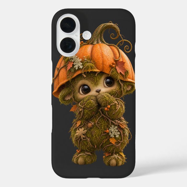 Cute Pumpkin Woodland Creature iPhone 16 Case  (Back)
