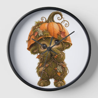 Cute Pumpkin Woodland Creature Wall Clock – Autumn