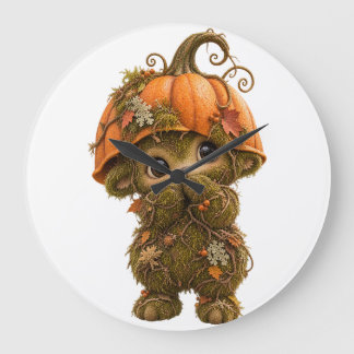 Cute Pumpkin Woodland Creature Wall Clock – Autumn