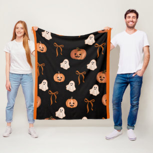 Cute pumpkins and Cute ghost Halloween Fleece Blanket