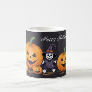 Cute Pumpkins and Little Scarecrow Halloween Coffee Mug