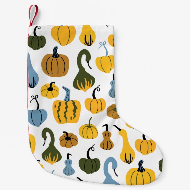 Cute Pumpkins Cartoon Hand Drawn Small Christmas Stocking (Front)