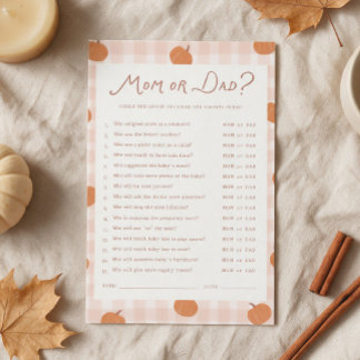 Cute Pumpkins Mum or Dad Baby Shower Game 5.5x8.5