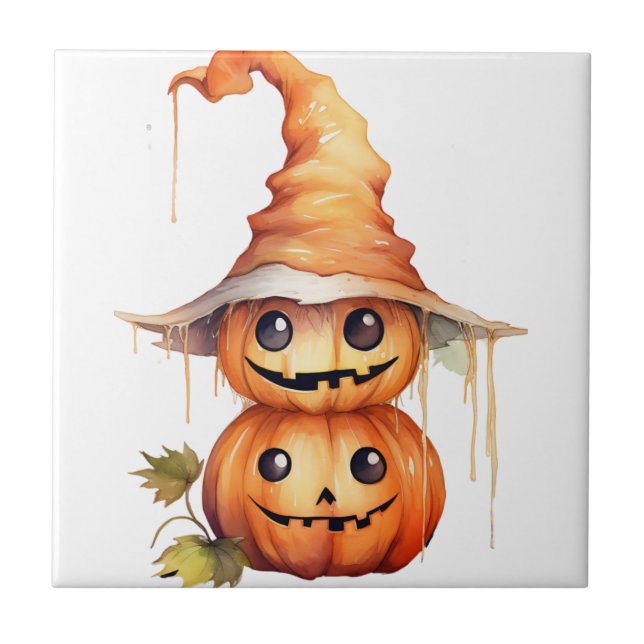 Cute Pumpkins Sticker Tile (Front)