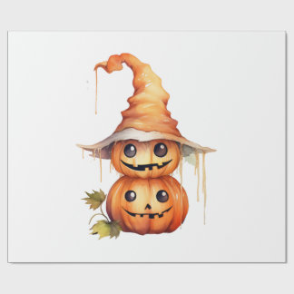 Cute Pumpkins Sticker Wrapping Paper