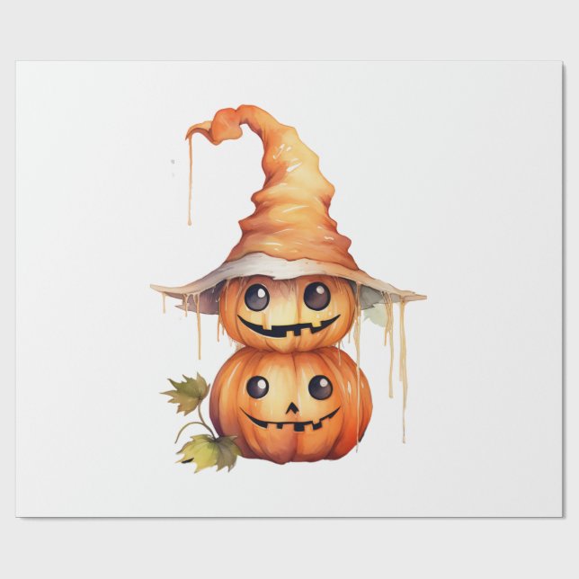 Cute Pumpkins Sticker Wrapping Paper (Flat)