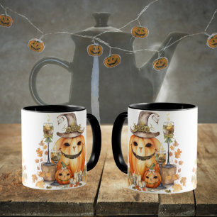 Cute Pumpkins with Bows, Candles and Lashes Mug